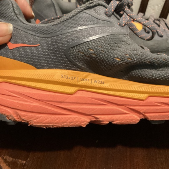 HOKA Challenger ATR 6 Women’s Trail Running Shoes Gray Orange Coral 8D Wide - Picture 6 of 12